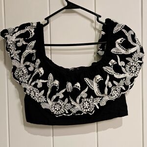 Black & white Express Floral crop top